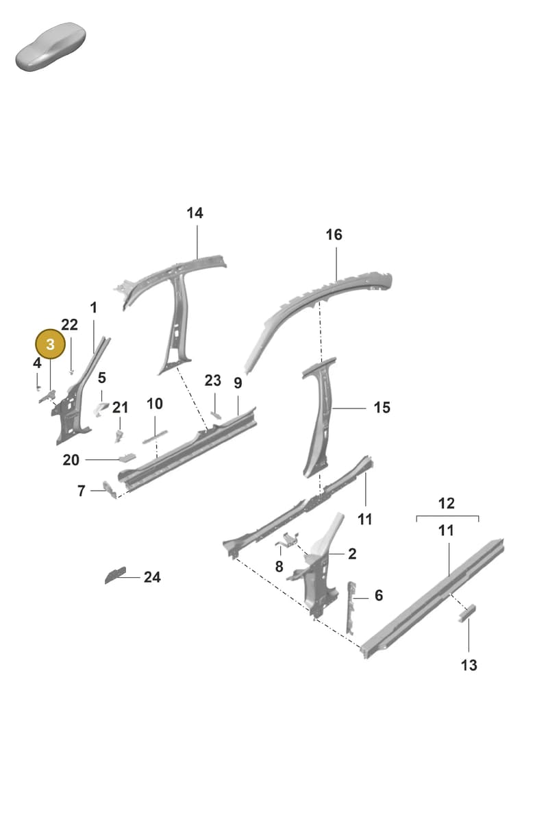9J1810455YGRV — Porsche Taycan Sport Turismo (2019-2024) diagram p56801400, position 3
