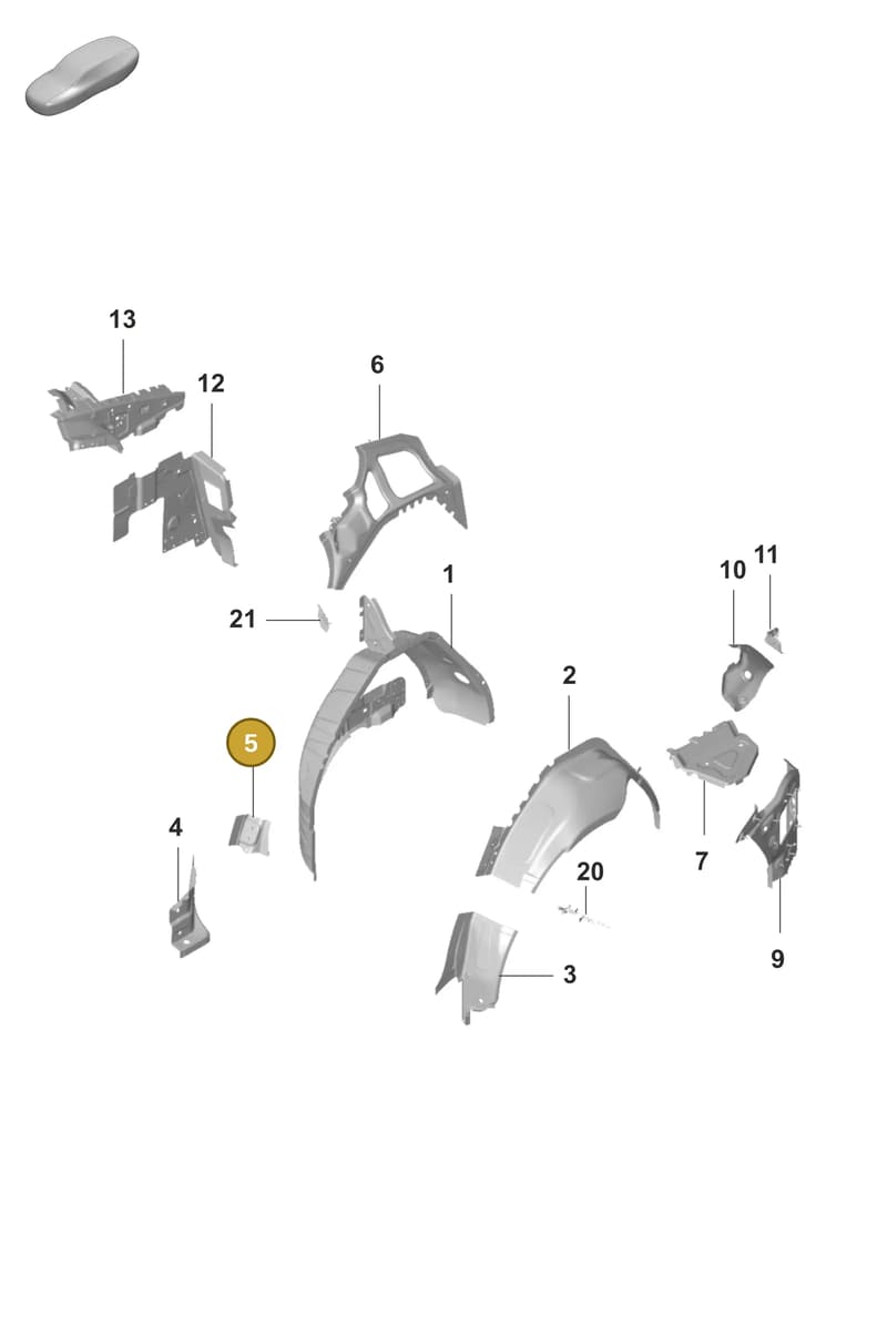 9J1810522YGRV — Porsche Taycan Sport Turismo (2019-2024) diagram p56801450, position 5