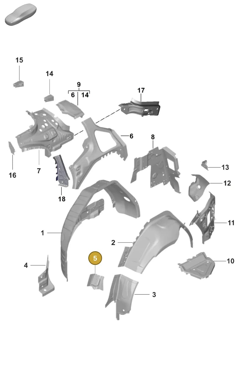 9J1810522YGRV — Porsche Taycan Sport Turismo (2019-2024) diagram p56801475, position 5