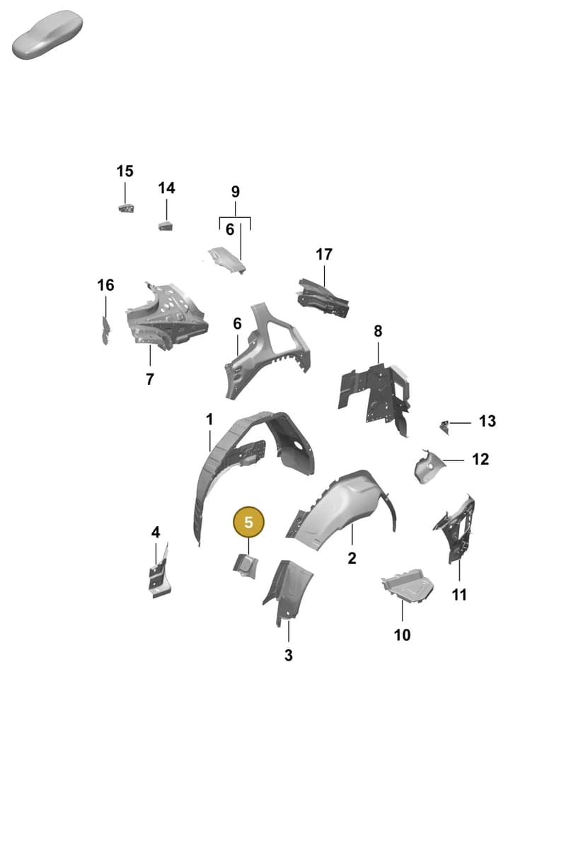 9J1810522YGRV — Porsche Taycan Sport Turismo (2023-) diagram p64801540, position 5