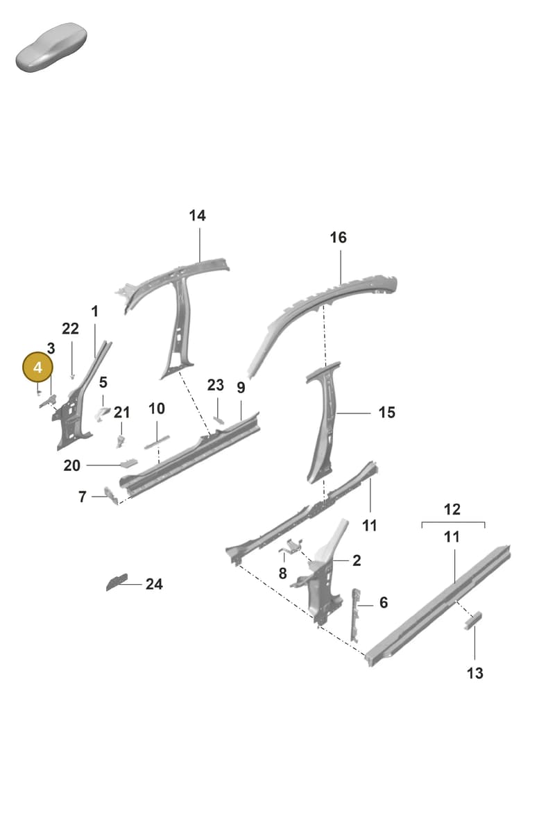 9J1810679Y — Porsche Taycan Sport Turismo (2019-2024) diagram p56801400, position 4
