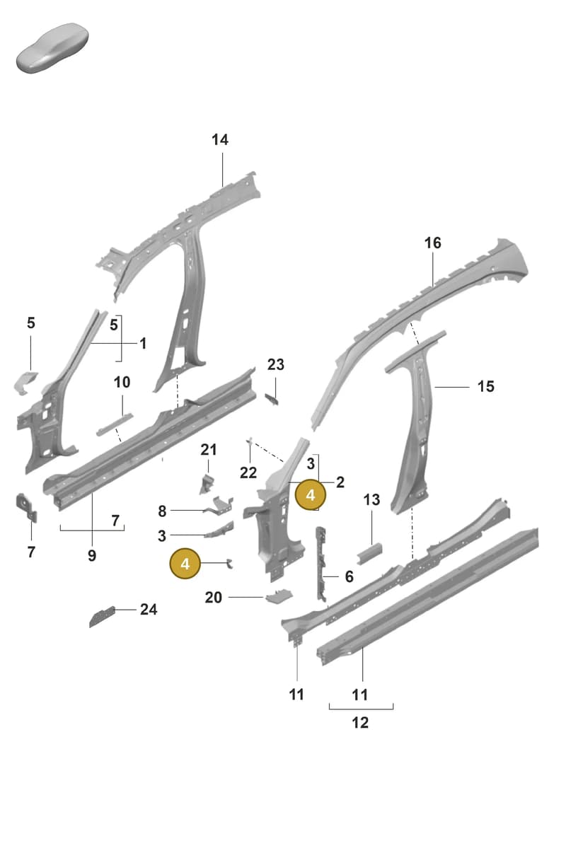 9J1810679Y — Porsche Taycan Sport Turismo (2019-2024) diagram p56801425, position 4