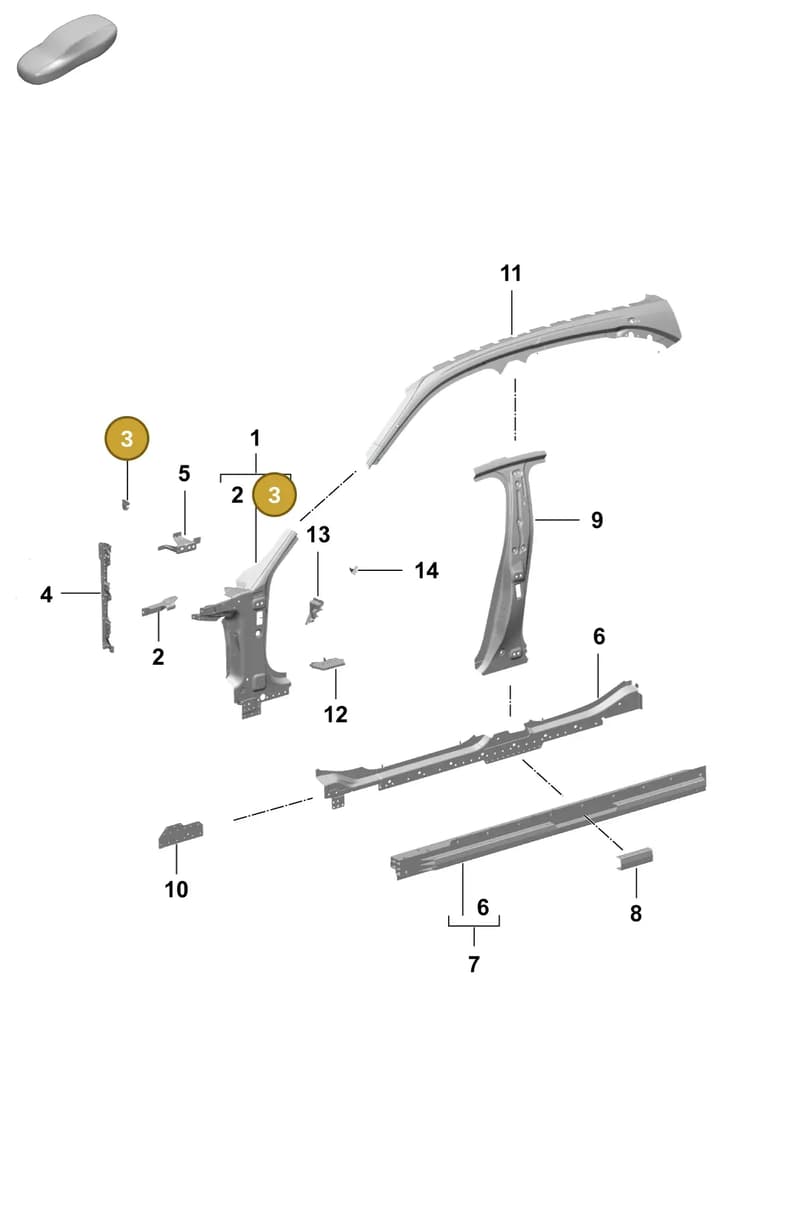 9J1810679Y — Porsche Taycan Sport Turismo (2023-2025) diagram p64801520, position 3