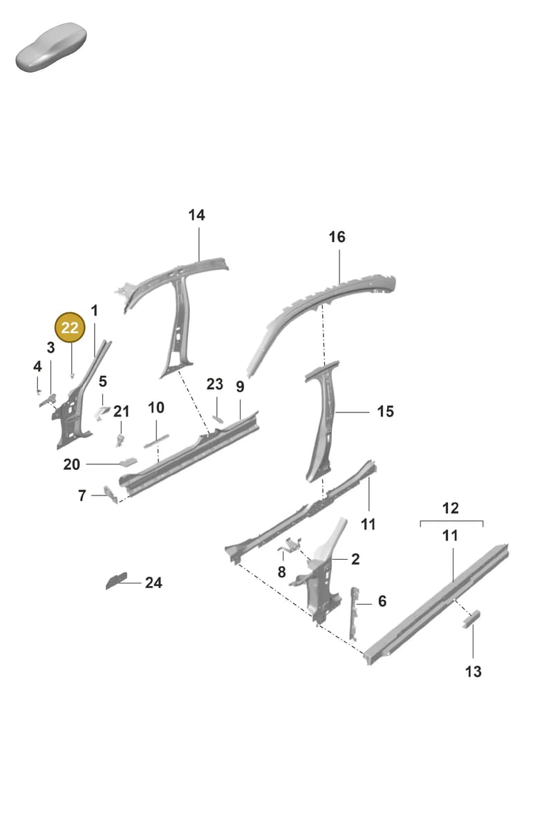 9J1810715 — Porsche Taycan Sport Turismo (2019-2024) diagram p56801400, position 22