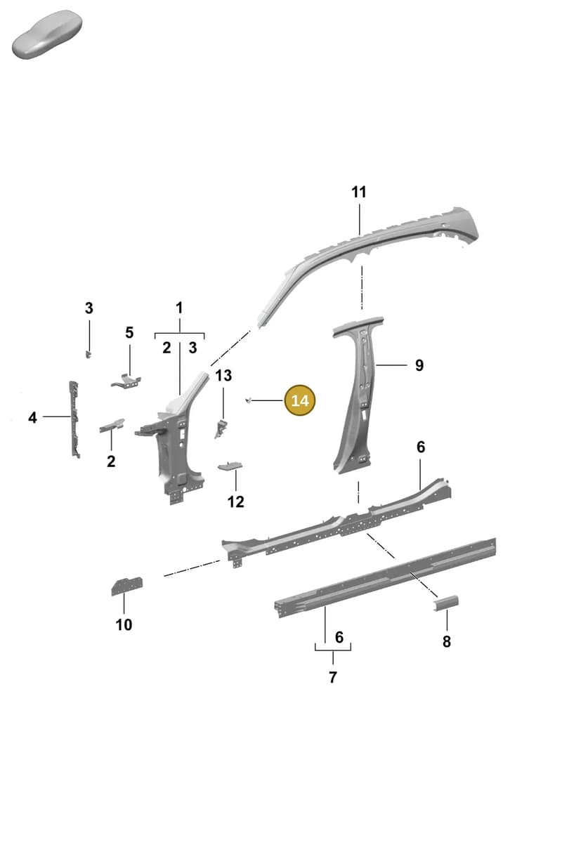 9J1810715 — Porsche Taycan Sport Turismo (2023-2025) diagram p64801520, position 14