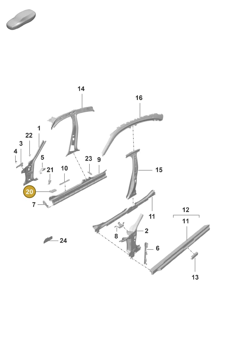 9J1810720 — Porsche Taycan Sport Turismo (2019-2024) diagram p56801400, position 20
