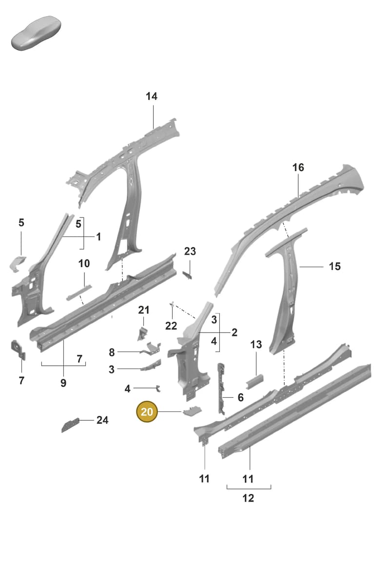 9J1810720 — Porsche Taycan Sport Turismo (2019-2024) diagram p56801425, position 20