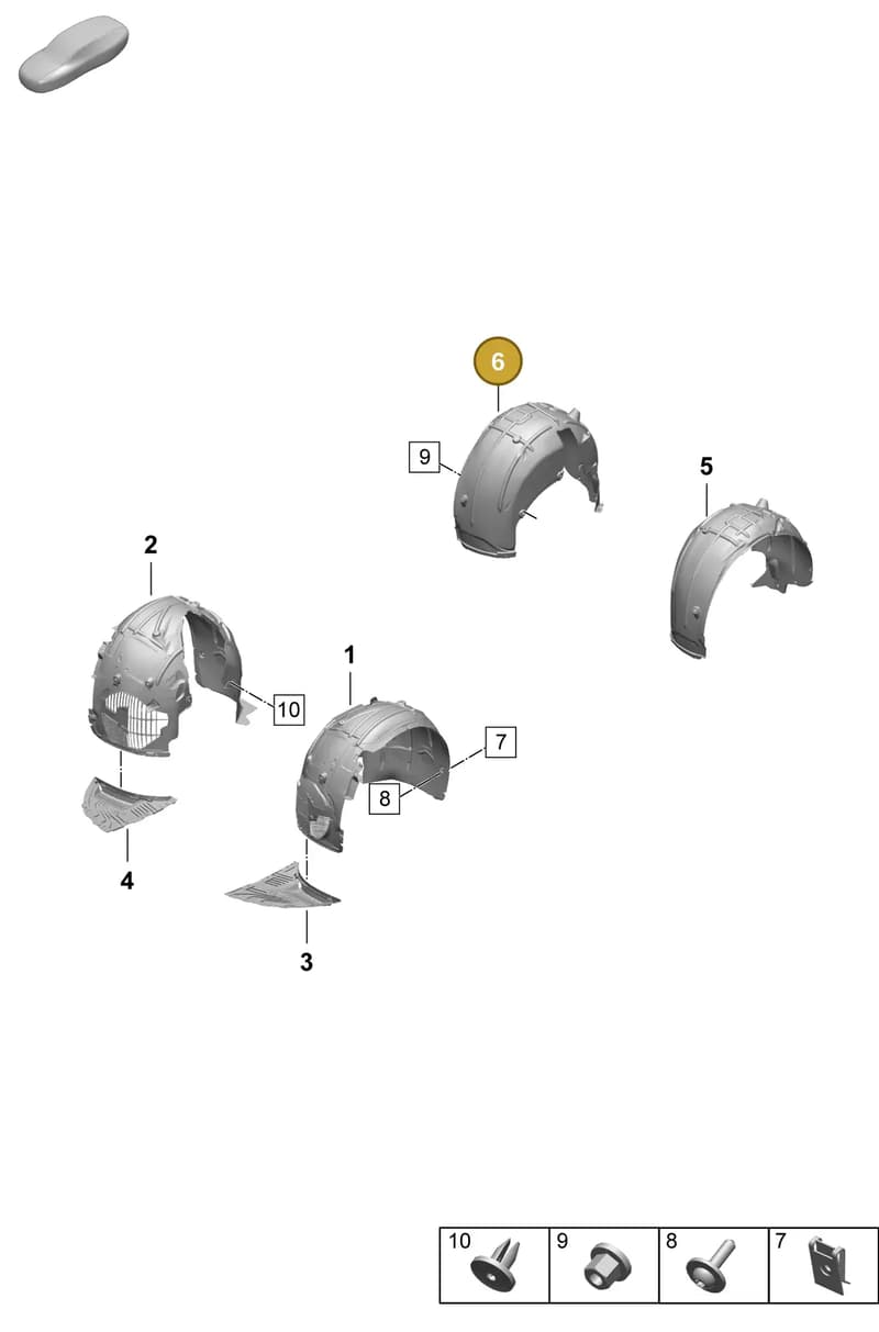 9J1810970A — Porsche Taycan Sport Turismo (2023-2025) diagram p64801750, position 6