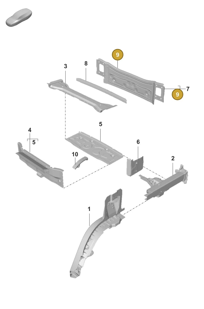 9J1813303Y — Porsche Taycan Sport Turismo (2019-2024) diagram p56801350, position 9