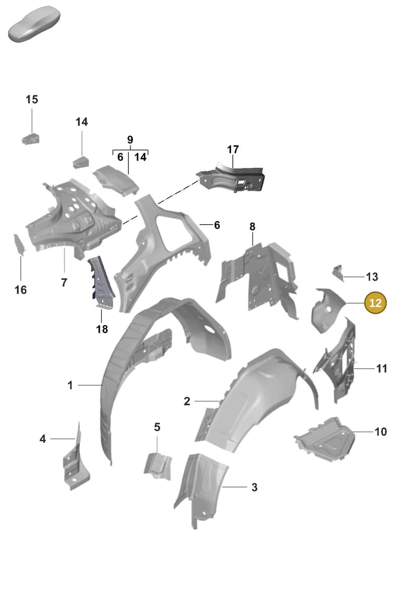 9J1813327YGRV — Porsche Taycan Sport Turismo (2019-2024) diagram p56801475, position 12