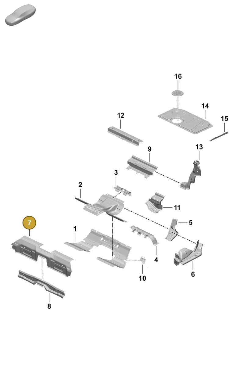 9J1813409Y — Porsche Taycan Sport Turismo (2023-2025) diagram p64801250, position 7