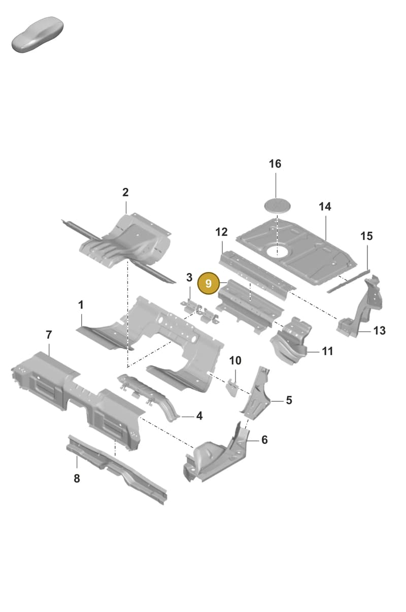 9J1813518Y — Porsche Taycan Sport Turismo (2019-2024) diagram p56801275, position 9