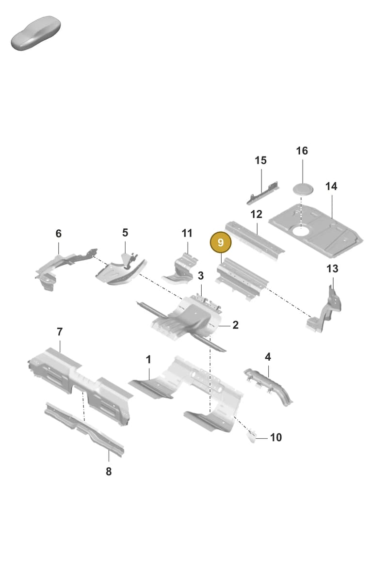 9J1813518YGRV — Porsche Taycan Sport Turismo (2019-2024) diagram p56801250, position 9