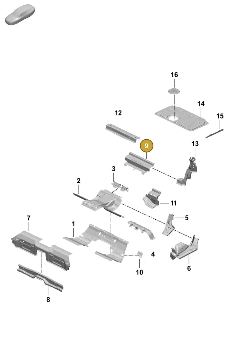 9J1813518YGRV — Porsche Taycan Sport Turismo (2023-) diagram p64801250, position 9
