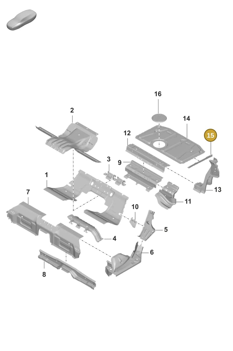 9J1813535Y — Porsche Taycan Sport Turismo (2019-2024) diagram p56801275, position 15