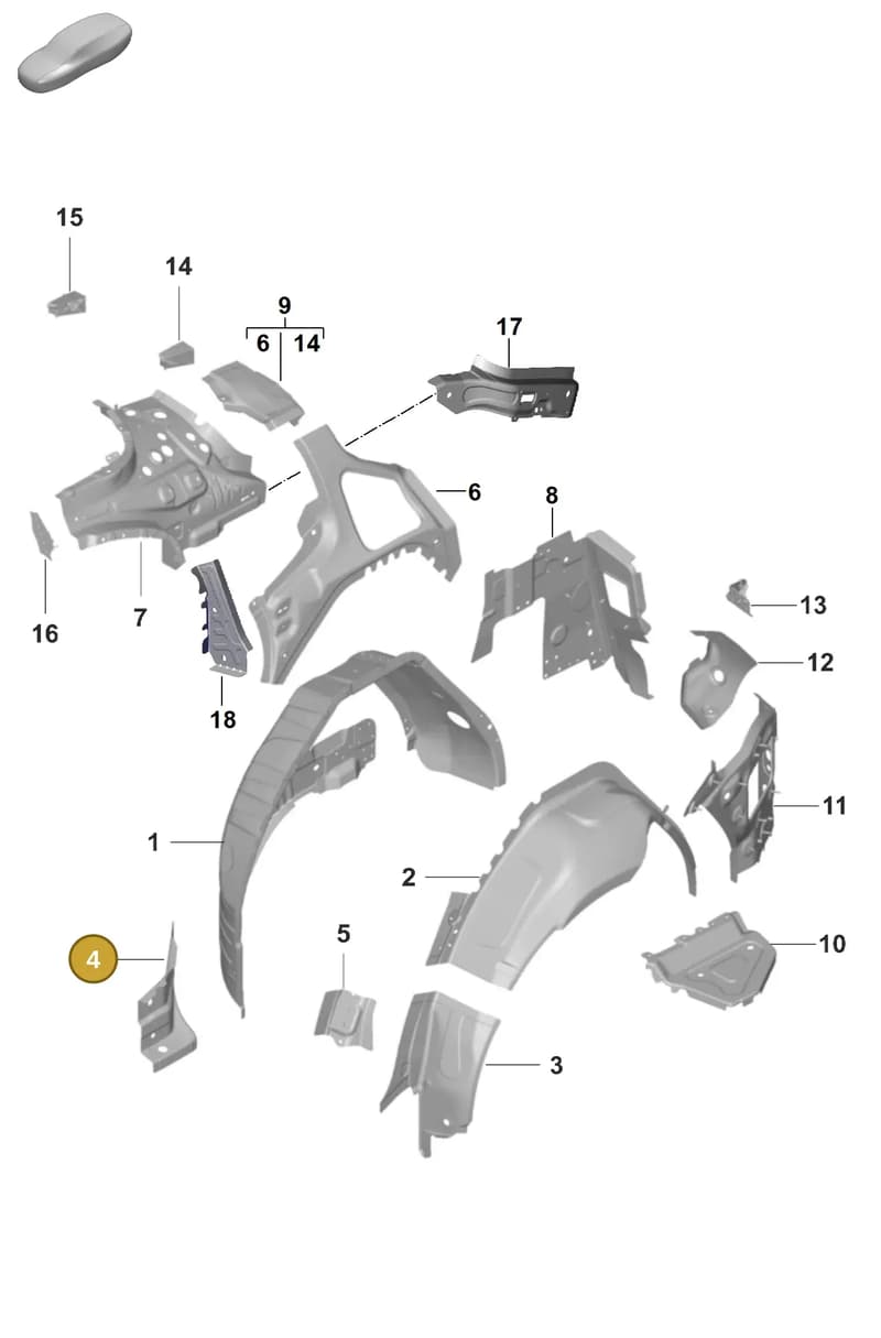 9J1813537Y — Porsche Taycan Sport Turismo (2019-2024) diagram p56801475, position 4