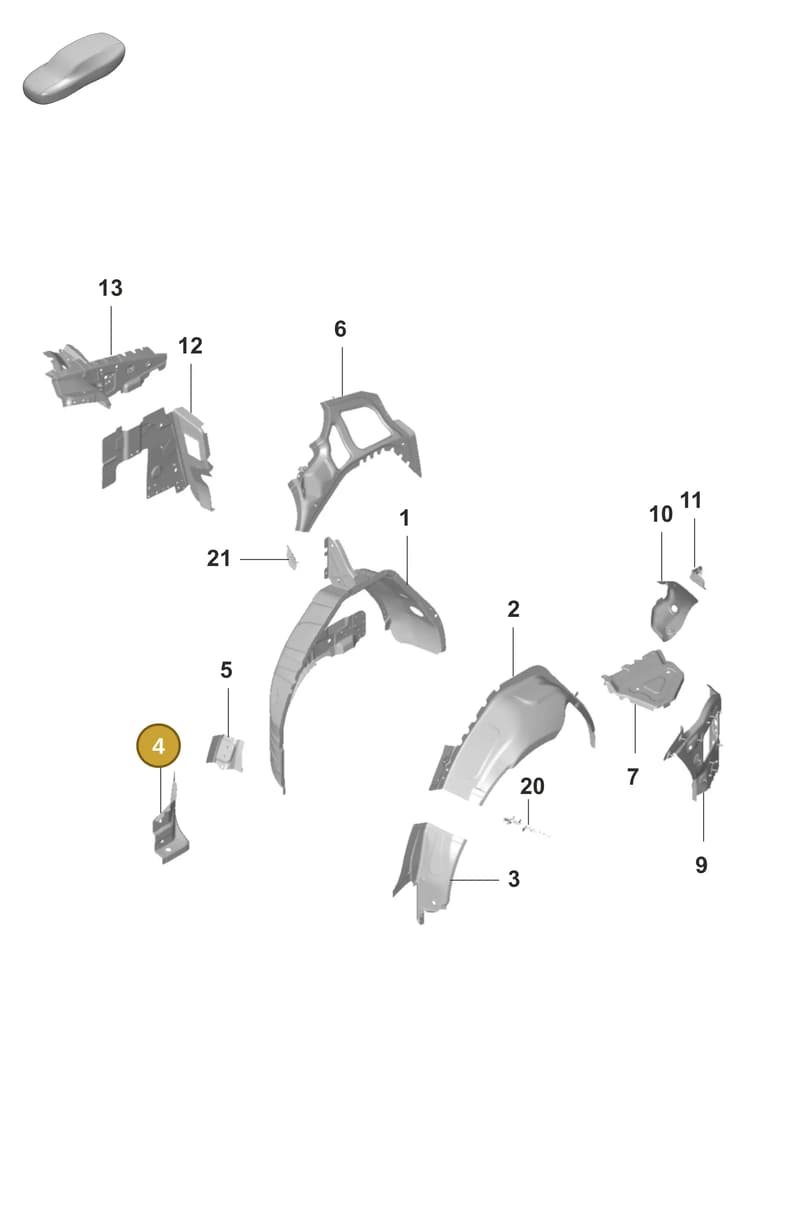 9J1813538YGRV — Porsche Taycan Sport Turismo (2019-2024) diagram p56801450, position 4