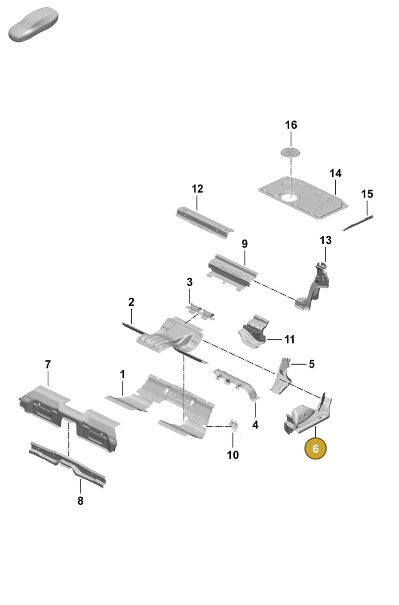 9J1813543YGRV — Porsche Taycan Sport Turismo (2023-) diagram p64801260, position 6