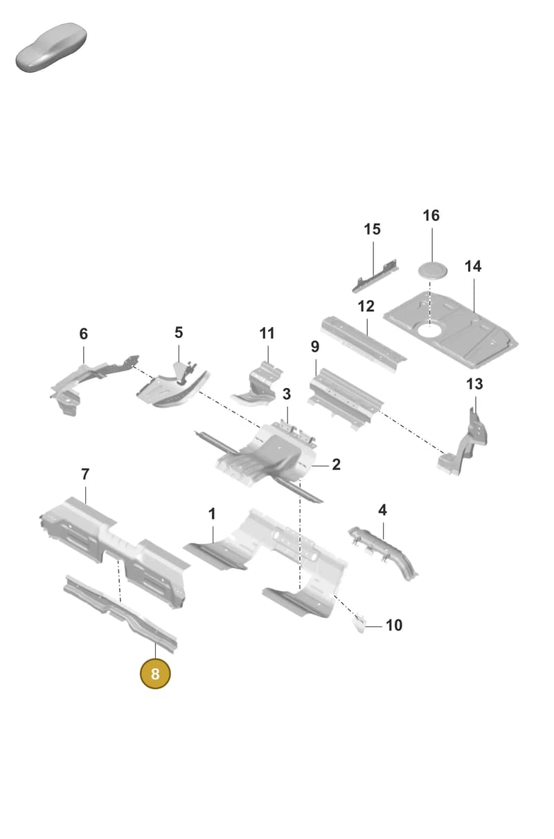 9J1813623Y — Porsche Taycan Sport Turismo (2019-2024) diagram p56801250, position 8
