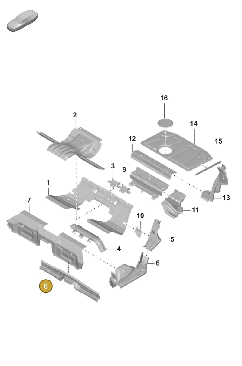 9J1813623Y — Porsche Taycan Sport Turismo (2019-2024) diagram p56801275, position 8