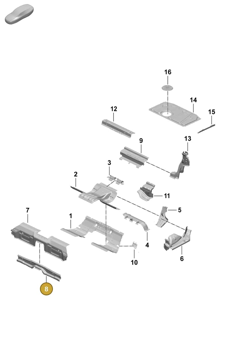 9J1813623YGRV — Porsche Taycan Sport Turismo (2023-) diagram p64801250, position 8