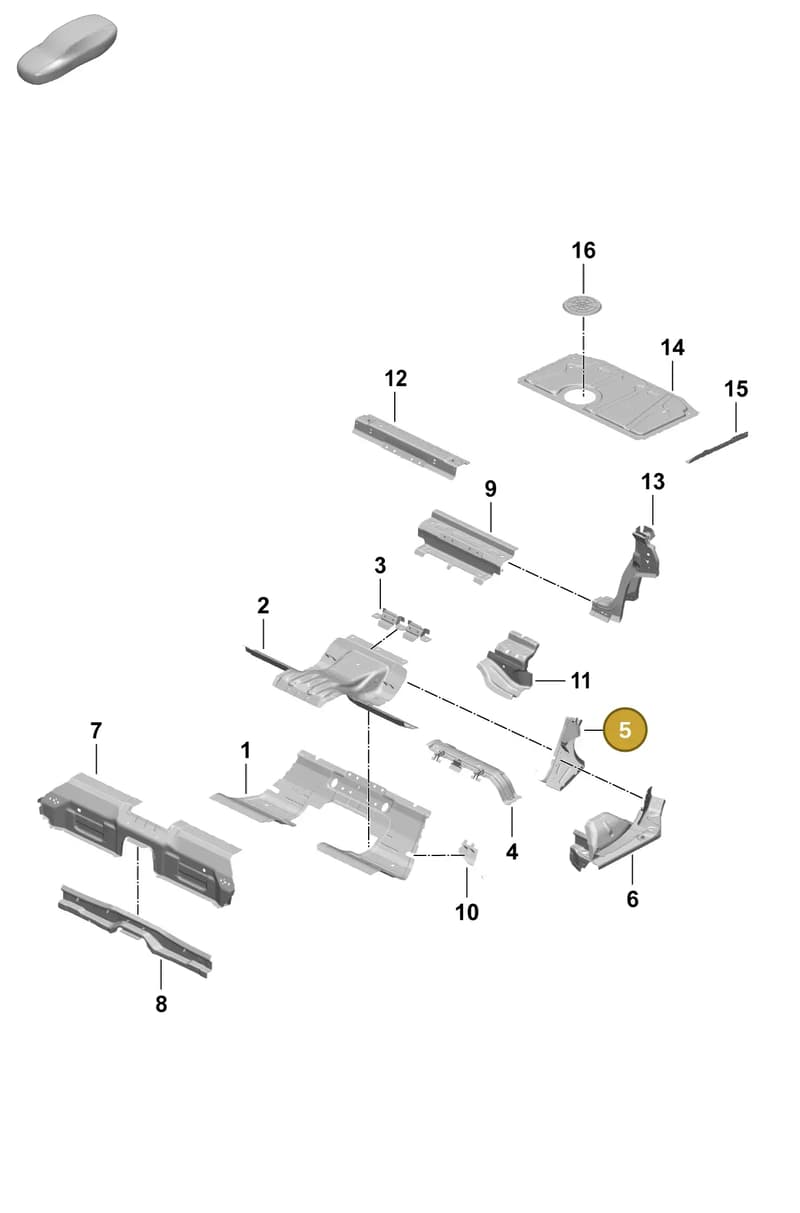 9J1813776Y — Porsche Taycan Sport Turismo (2023-2025) diagram p64801250, position 5