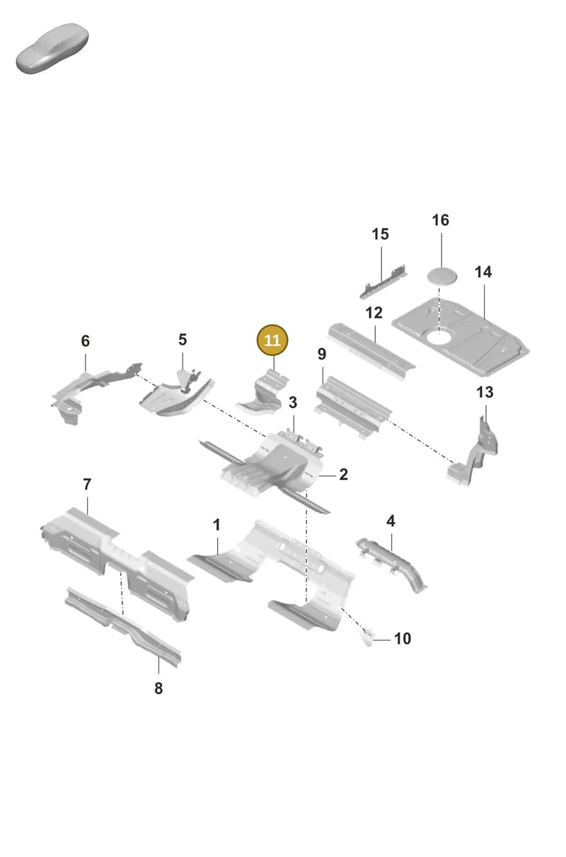 9J1813983YGRV — Porsche Taycan Sport Turismo (2019-2024) diagram p56801250, position 11