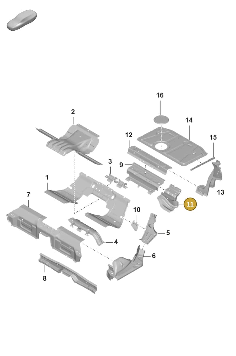 9J1813983YGRV — Porsche Taycan Sport Turismo (2019-2024) diagram p56801275, position 11