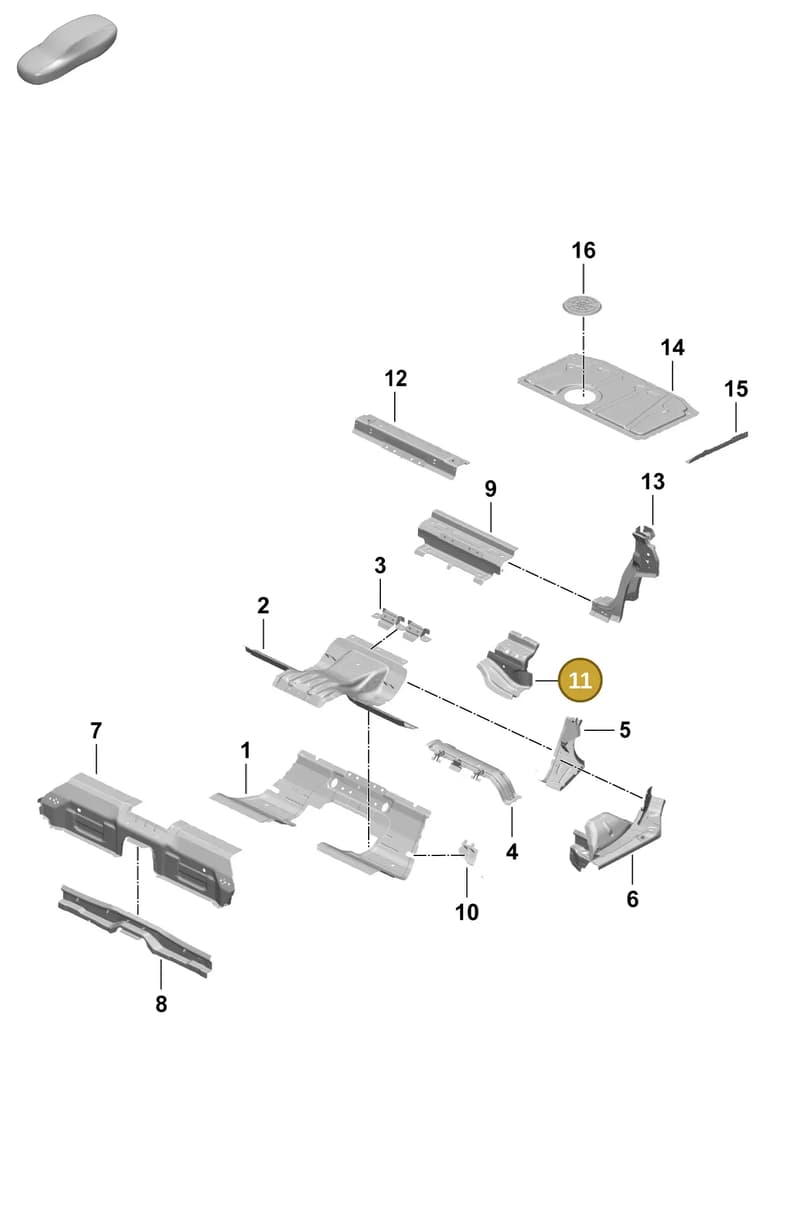 9J1813984Y — Porsche Taycan Sport Turismo (2023-2025) diagram p64801250, position 11