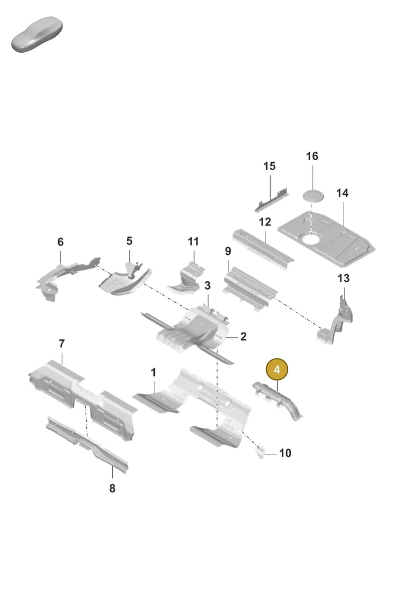 9J1814151YGRV — Porsche Taycan Sport Turismo (2019-2024) diagram p56801250, position 4