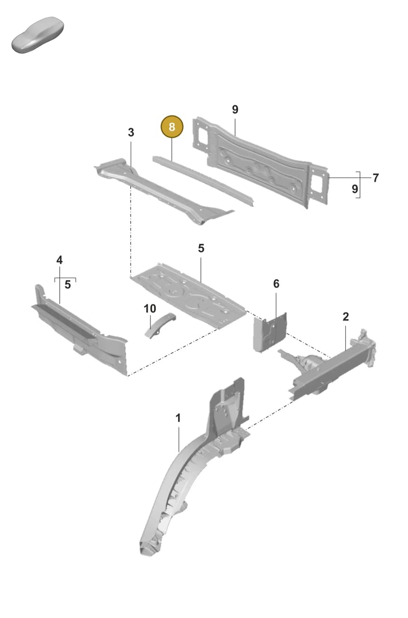 9J1814153YGRV — Porsche Taycan Sport Turismo (2019-2024) diagram p56801350, position 8