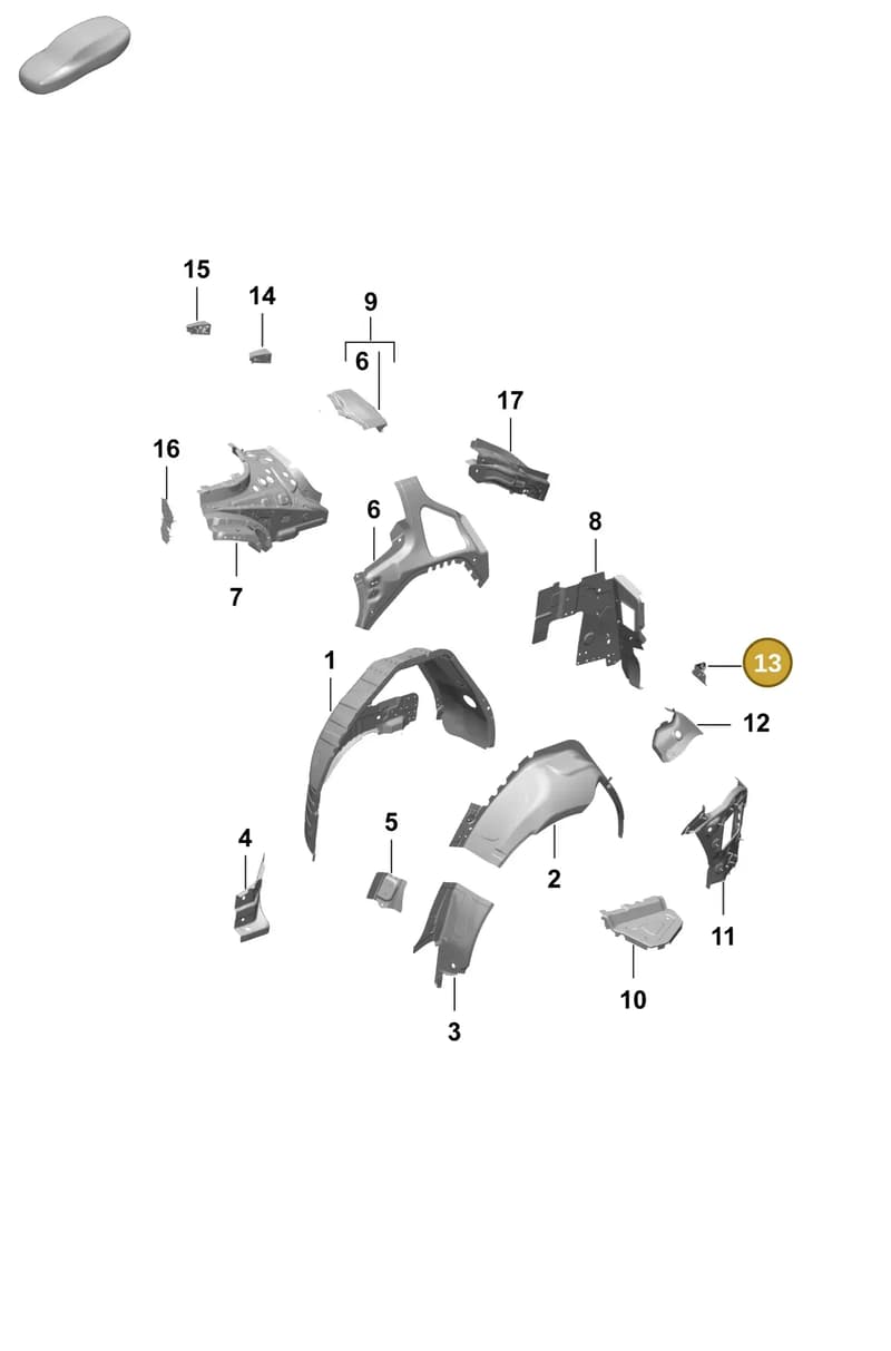 9J1814517YGRV — Porsche Taycan Sport Turismo (2023-) diagram p64801540, position 13