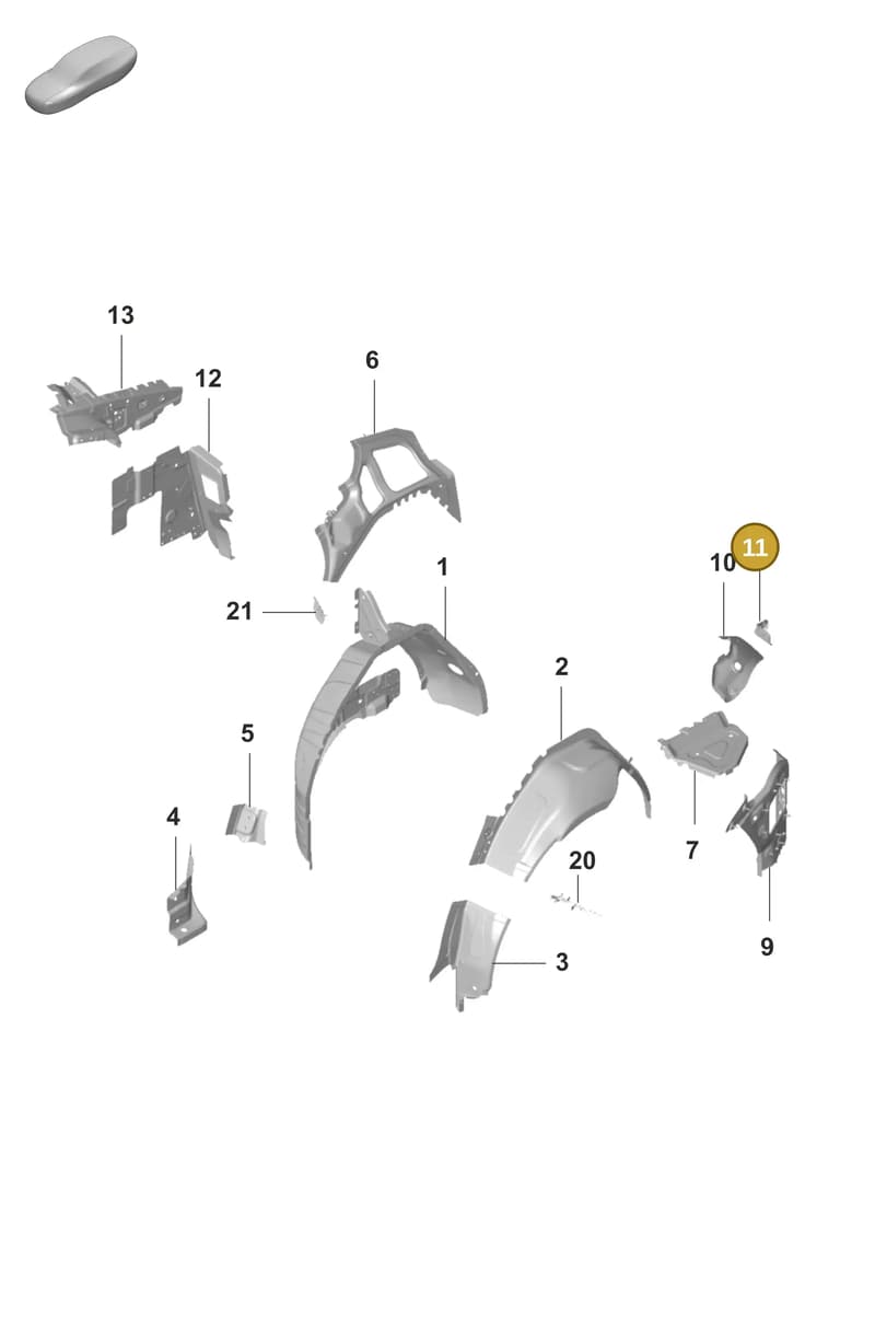 9J1814518YGRV — Porsche Taycan Sport Turismo (2019-2024) diagram p56801450, position 11