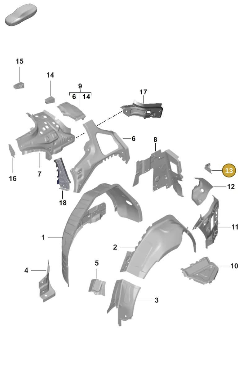 9J1814518YGRV — Porsche Taycan Sport Turismo (2019-2024) diagram p56801475, position 13