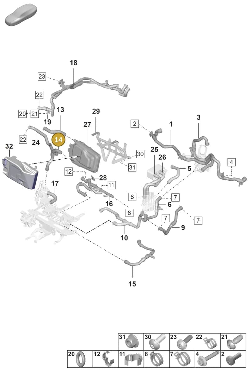 9J1815560A — Porsche Taycan Sport Turismo (2019-2024) diagram p56155060, position 14