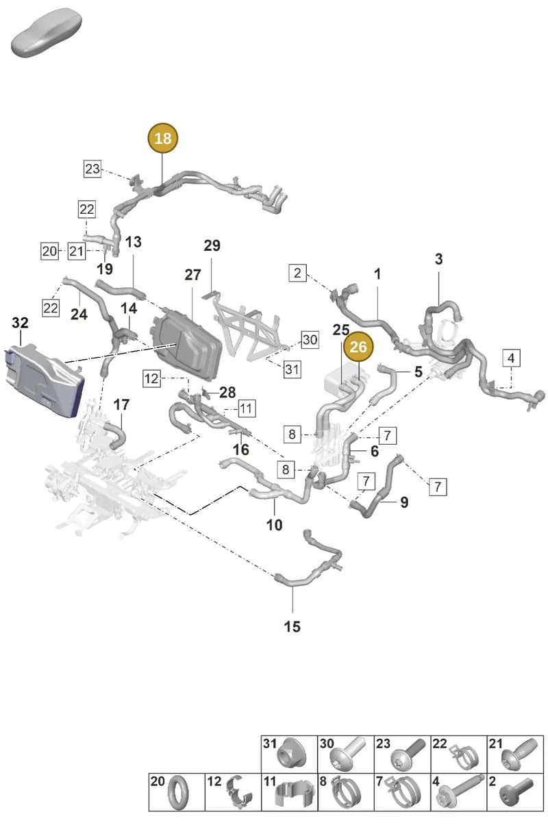 9J1815572 — Porsche Taycan Sport Turismo (2019-2024) diagram p56155060, position 18+26