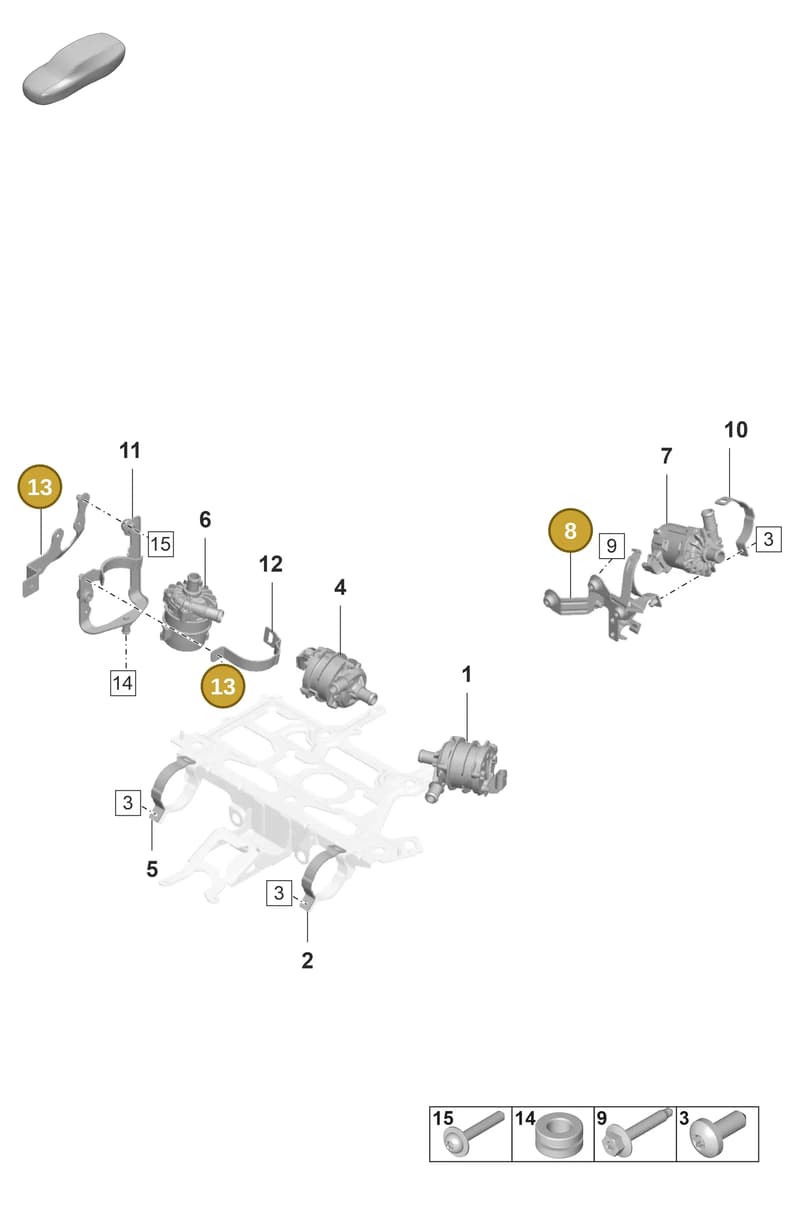 9J1816770F — Porsche Taycan Sport Turismo (2019-2024) diagram p56155000, position 8+13