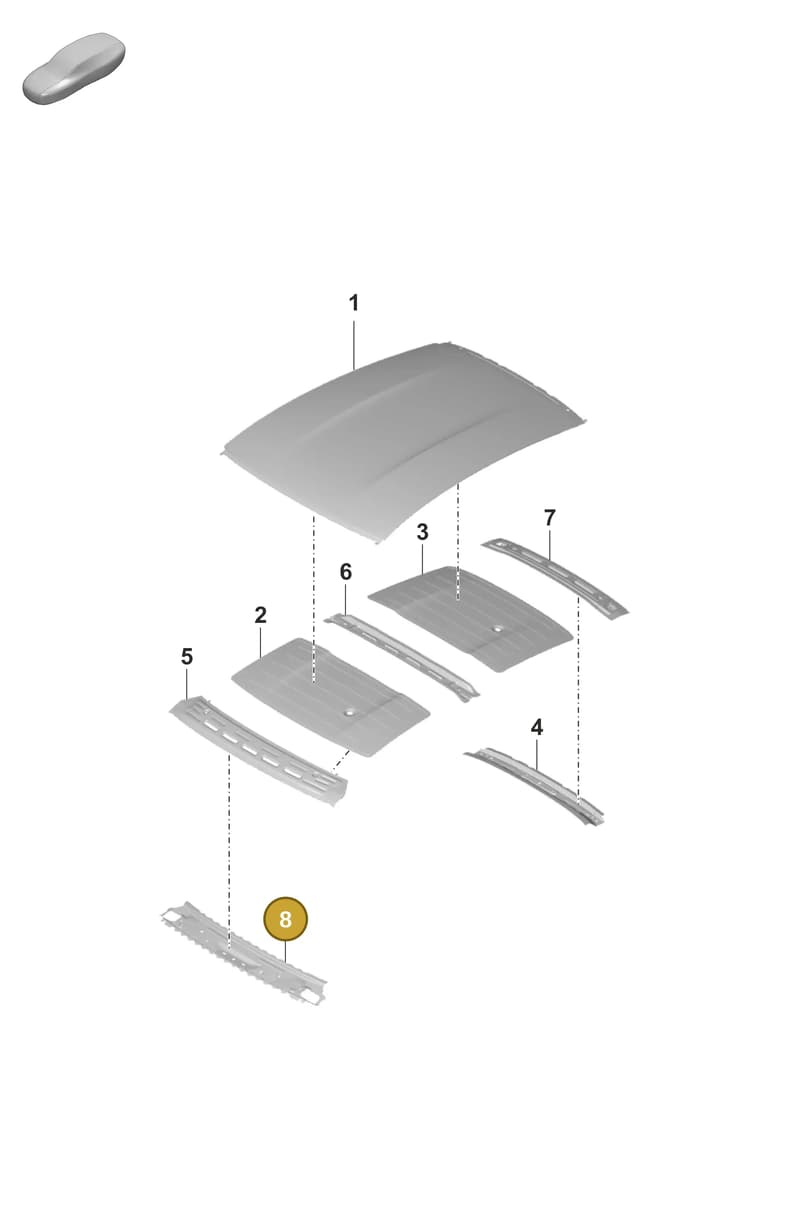 9J1817122YGRV — Porsche Taycan Sport Turismo (2019-2024) diagram p56801550, position 8