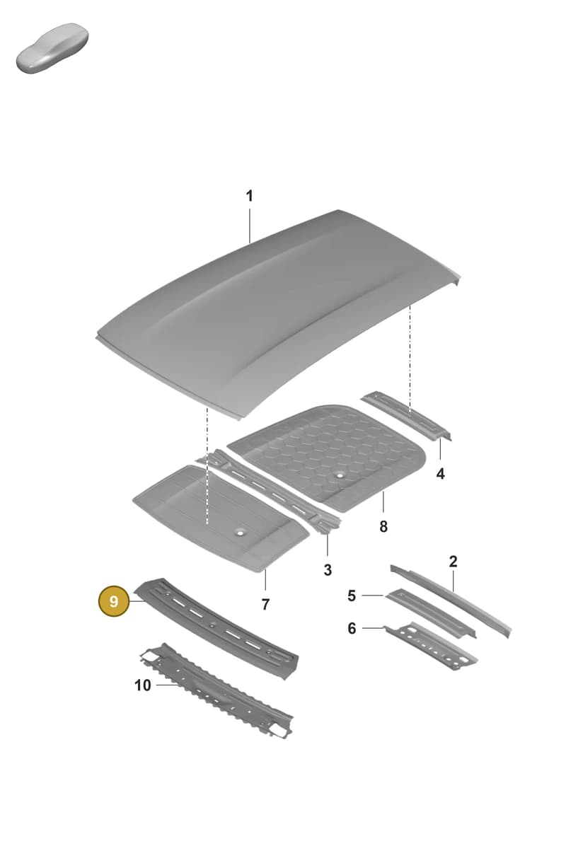 9J1817133AY — Porsche Taycan Sport Turismo (2019-2024) diagram p56801575, position 9