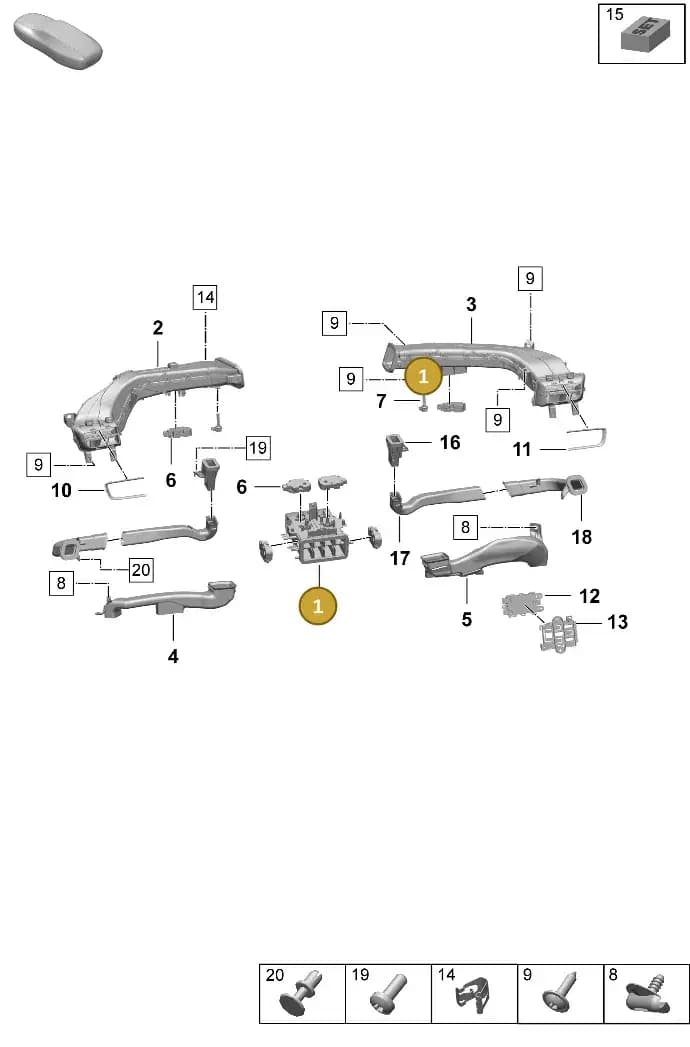 9J1819110B — Porsche Taycan Sport Turismo (2023-2025) diagram p64813110, position 1