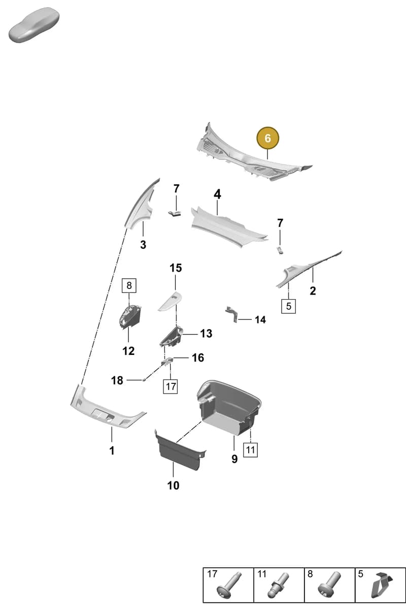 9J1819401COK1 — Porsche Taycan Sport Turismo (2023-2025) diagram p64807000, position 6