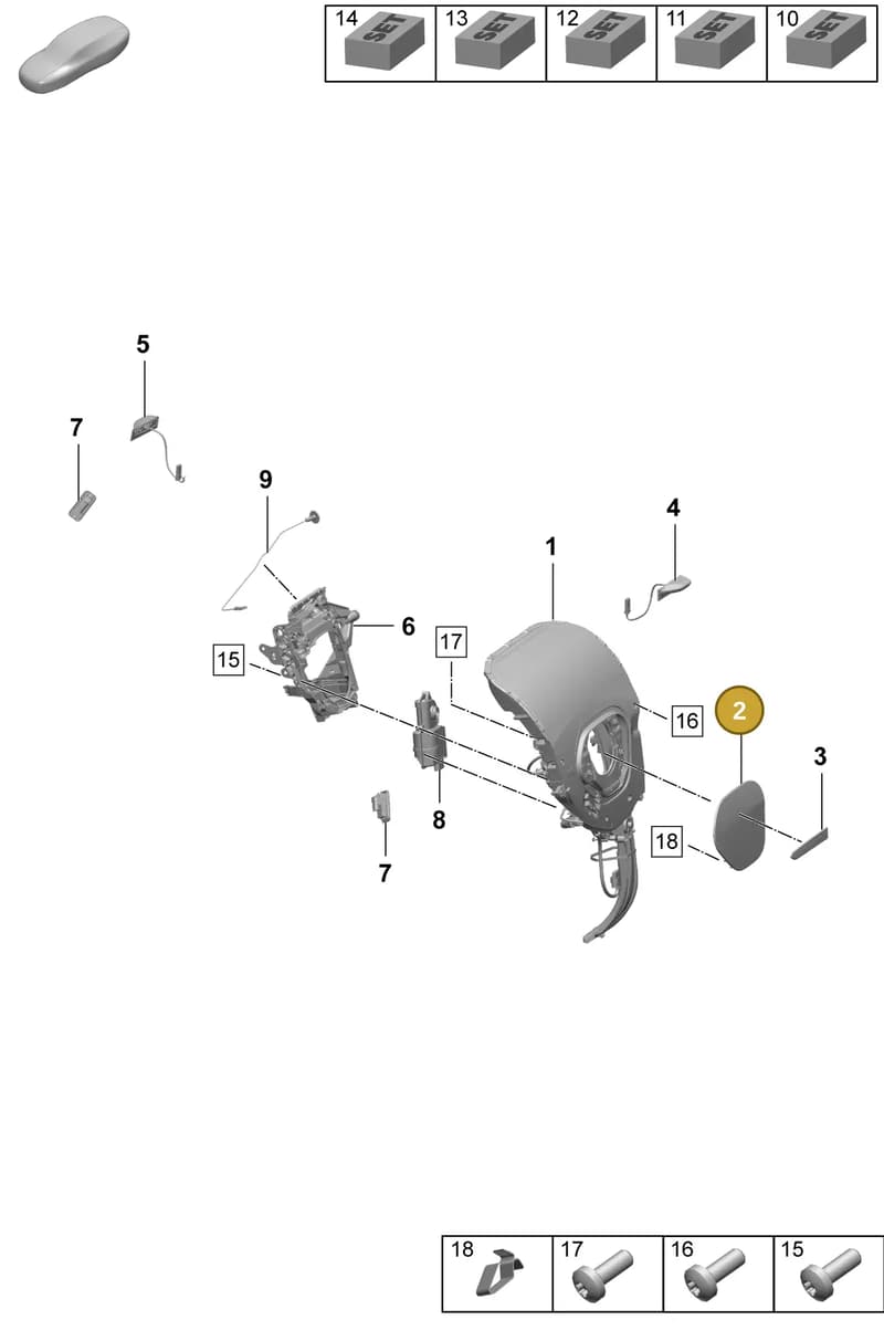 9J1821323 — Porsche Taycan Sport Turismo (2023-2025) diagram p64801410, position 2