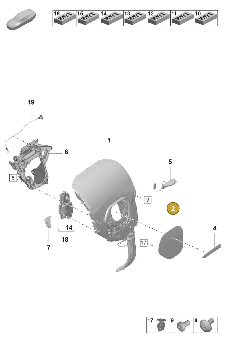 9J1821324A — Porsche Taycan Sport Turismo (2019-2024) diagram p56801610, position 2