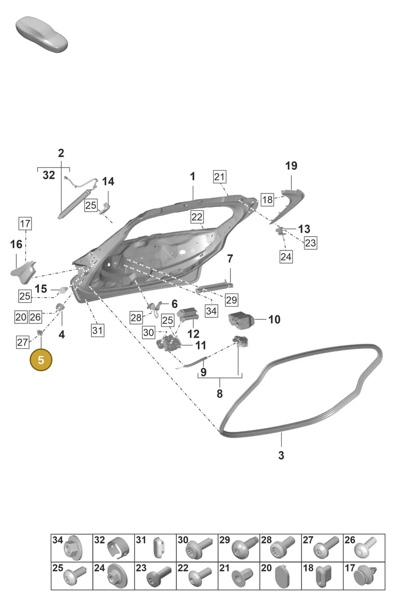 9J1827683A — Porsche Taycan Sport Turismo (2019-2024) diagram p56803050, position 5