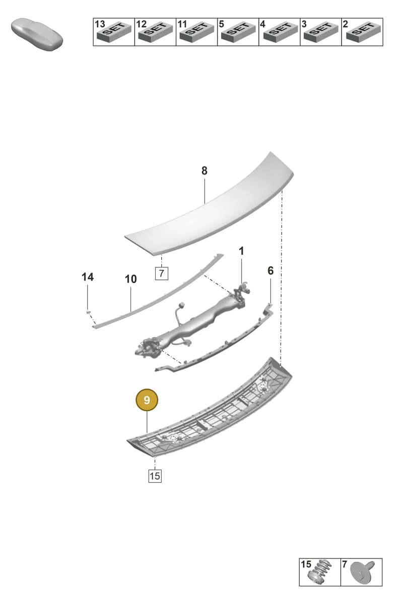9J1827934AOK1 — Porsche Taycan Sport Turismo (2019-2024) diagram p56803150, position 9