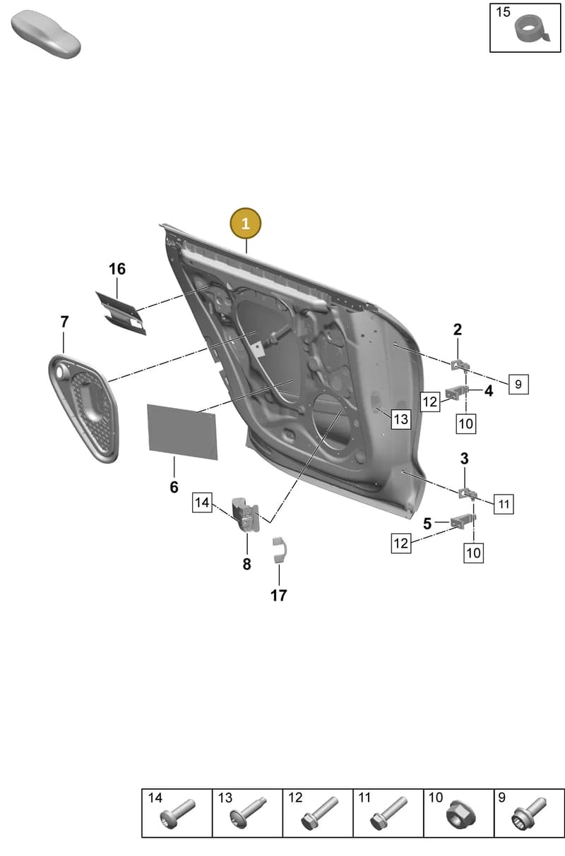 9J1833052AYGRV — Porsche Taycan Sport Turismo (2023-2025) diagram p64804050, position 1