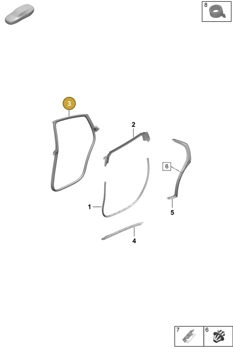 9J1833722AY — Porsche Taycan Sport Turismo (2023-2025) diagram p64804150, position 3