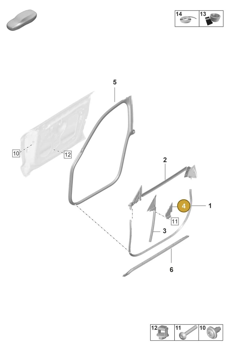 9J1837307A — Porsche Taycan Sport Turismo (2019-2024) diagram p56804050, position 4