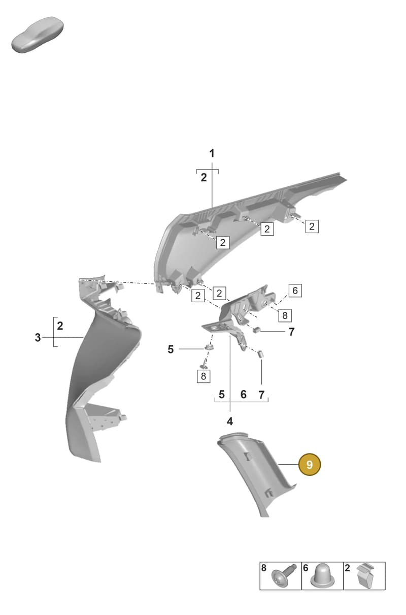 9J1853242B — Porsche Taycan Sport Turismo (2023-2025) diagram p56807220, position 9