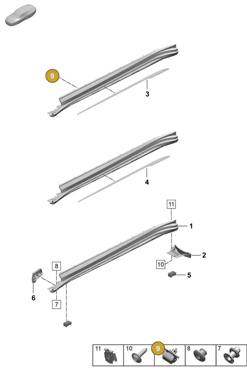 9J1853755 — Porsche Taycan Sport Turismo (2023-2025) diagram p64810280, position 9